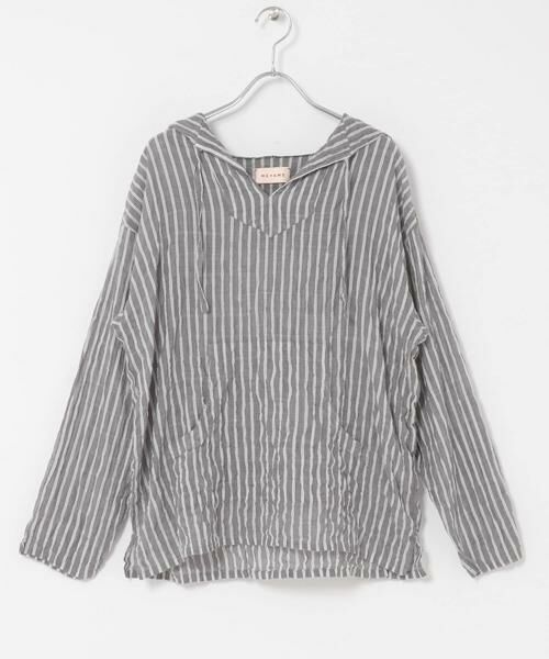 URBAN RESEARCH DOORS / アーバンリサーチ ドアーズ パーカー | MEYAME　STRIPED LIGHT PARKA（ブラック）
