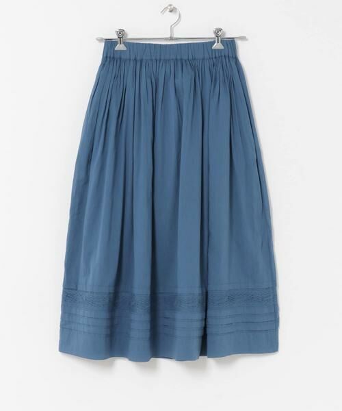 URBAN RESEARCH DOORS / アーバンリサーチ ドアーズ ロング・マキシ丈スカート | SOIL　COTTON VOILE LACE SKIRT（ブルー）