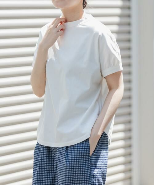 URBAN RESEARCH DOORS / アーバンリサーチ ドアーズ Tシャツ | FORK&SPOON　ボトルネックギャザースリーブTシャツ（オフホワイト）