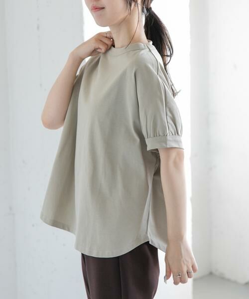 URBAN RESEARCH DOORS / アーバンリサーチ ドアーズ Tシャツ | FORK&SPOON　ボトルネックギャザースリーブTシャツ（ベージュ）
