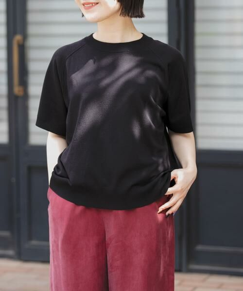 URBAN RESEARCH DOORS / アーバンリサーチ ドアーズ ニット・セーター | FORK&SPOON　ラグランスリーブニットTシャツ（ブラック）