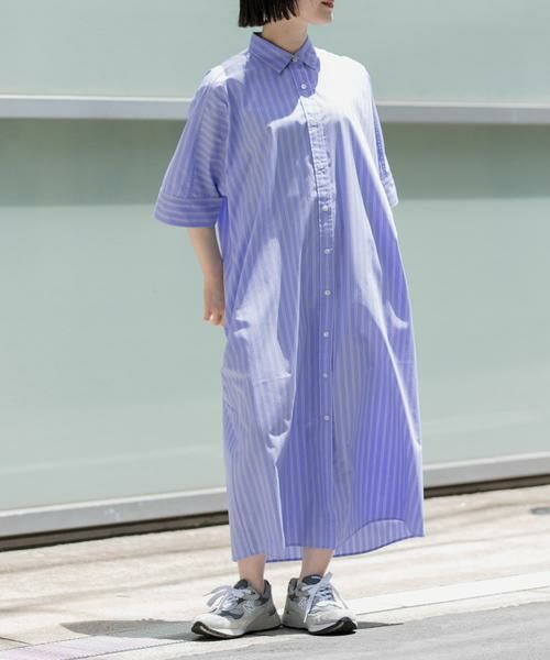 URBAN RESEARCH DOORS / アーバンリサーチ ドアーズ ワンピース | FORK&SPOON　ワイドシルエットシャツワンピース（ブルー系その他）