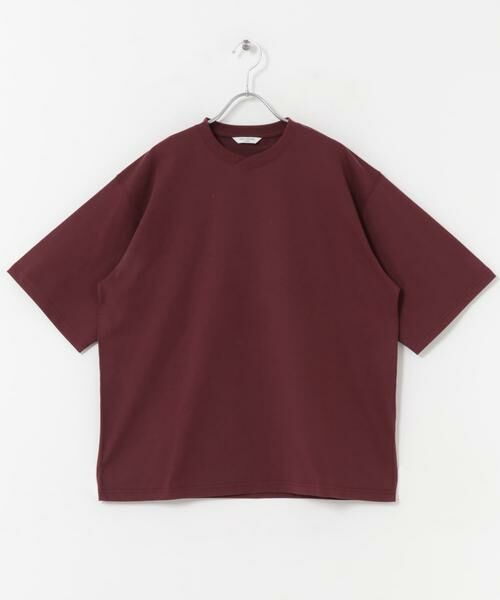 URBAN RESEARCH DOORS / アーバンリサーチ ドアーズ Tシャツ | Sorona ラウンドカラーショートスリーブTシャツ（ボルドー）