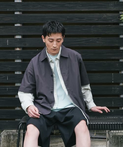 URBAN RESEARCH DOORS / アーバンリサーチ ドアーズ シャツ・ブラウス | 『速乾/イージーケア/UVカット』『URTECH』Aircare ショートスリーブシャツジャケット（チャコールグレー）