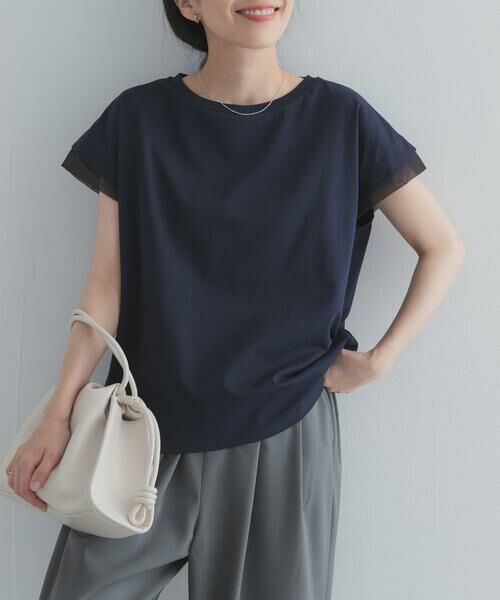 URBAN RESEARCH DOORS / アーバンリサーチ ドアーズ Tシャツ | シルケットコットンシアードッキングプルオーバー（ネイビー）
