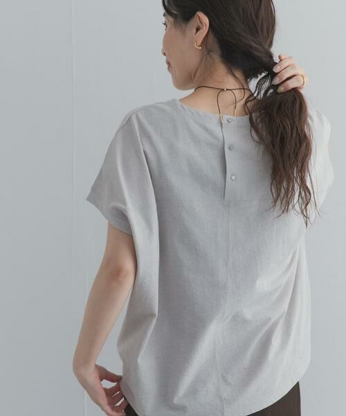 URBAN RESEARCH DOORS / アーバンリサーチ ドアーズ Tシャツ | リネンタッチBACKボタンプルオーバー（ライトグレー）