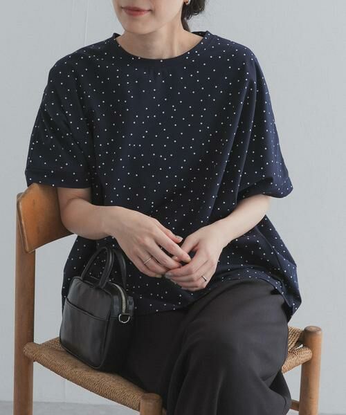 URBAN RESEARCH DOORS / アーバンリサーチ ドアーズ Tシャツ | ドットシルケットプルオーバー（ネイビー）