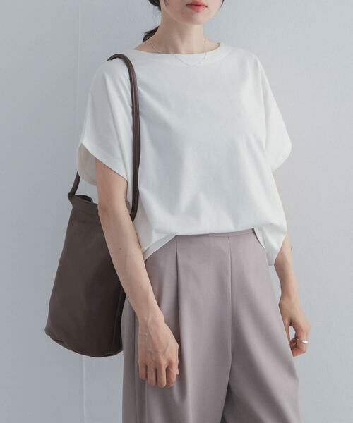 URBAN RESEARCH DOORS / アーバンリサーチ ドアーズ Tシャツ | ドライコットンボートネックプルオーバー（オフホワイト）