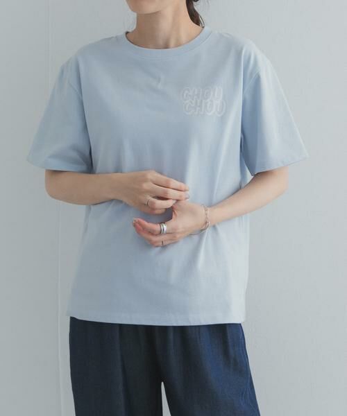 URBAN RESEARCH DOORS / アーバンリサーチ ドアーズ Tシャツ | ポイントロゴプリントTシャツ（ライトブルー）