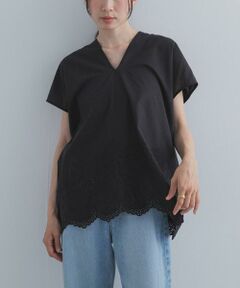 URBAN RESEARCH DOORS / アーバンリサーチ ドアーズ シャツ・ブラウス | 裾刺繍Vネックブラウス
