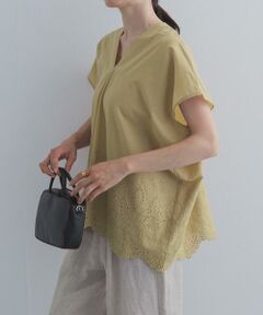 URBAN RESEARCH DOORS / アーバンリサーチ ドアーズ シャツ・ブラウス | 裾刺繍Vネックブラウス