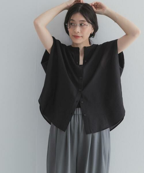 URBAN RESEARCH DOORS / アーバンリサーチ ドアーズ シャツ・ブラウス | 『一部WEB限定カラー』ショルダータックバンドカラーシャツ（ブラック）