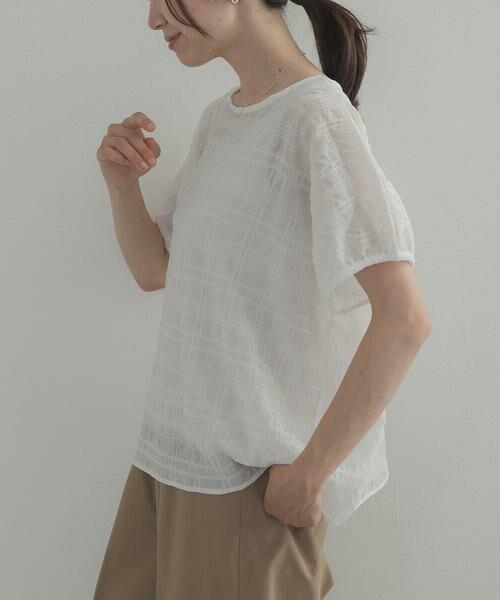 URBAN RESEARCH DOORS / アーバンリサーチ ドアーズ シャツ・ブラウス | シアーチェックレイヤードブラウス（オフホワイト）
