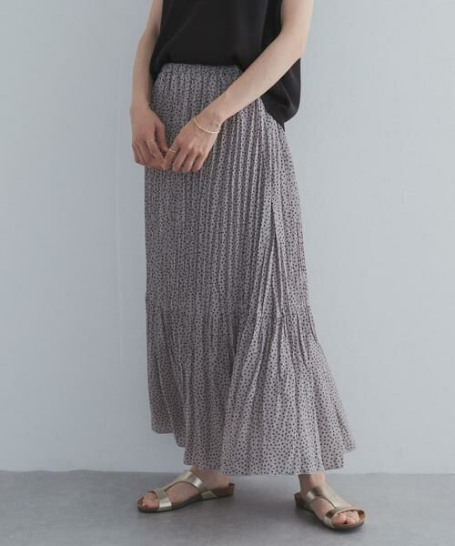 URBAN RESEARCH DOORS / アーバンリサーチ ドアーズ ロング・マキシ丈スカート | フラワードットプリーツスカート（グレー）