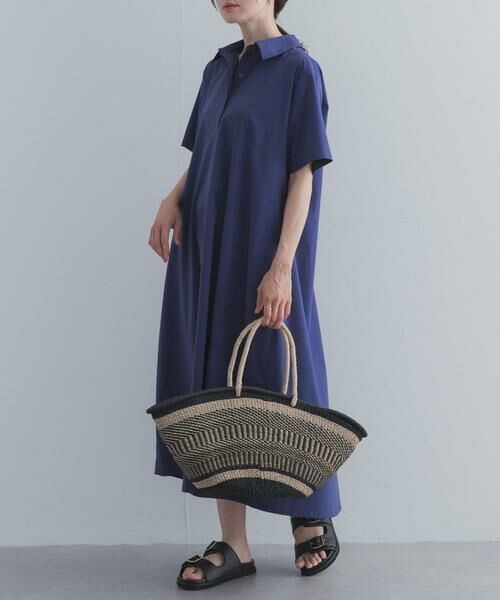 URBAN RESEARCH DOORS / アーバンリサーチ ドアーズ ワンピース | 衿付きスキッパーAラインワンピース（ブルー）