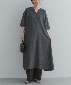 URBAN RESEARCH DOORS / アーバンリサーチ ドアーズ ワンピース | リネン混5分袖ミディワンピース