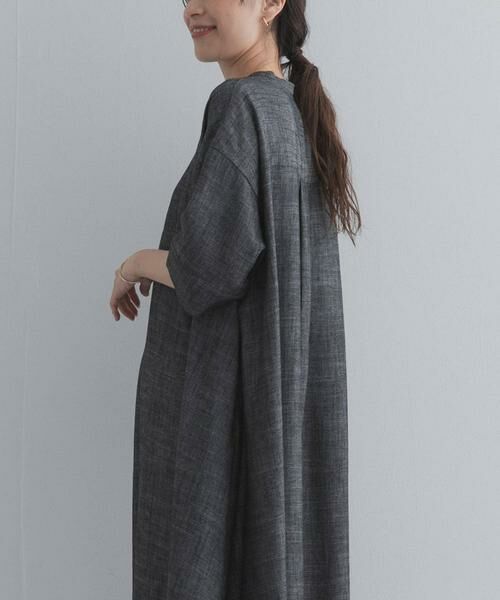 URBAN RESEARCH DOORS / アーバンリサーチ ドアーズ ワンピース | リネン混5分袖ミディワンピース | 詳細24