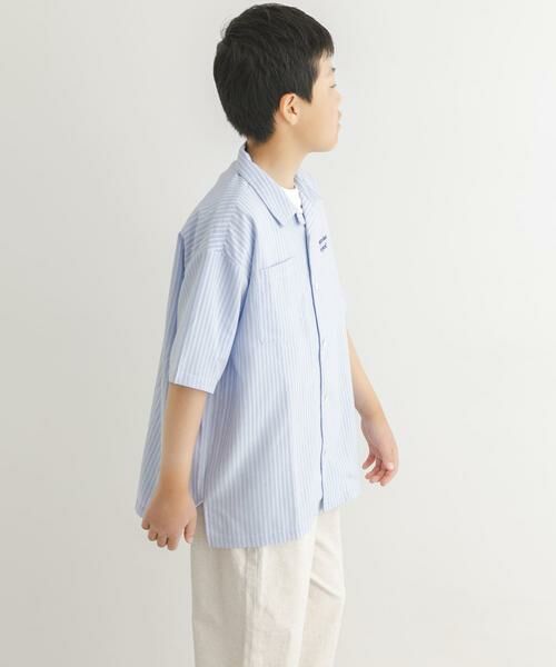 URBAN RESEARCH DOORS / アーバンリサーチ ドアーズ トップス | 『150サイズあり』ロゴ刺繍ストライプシャツ(KIDS) | 詳細12