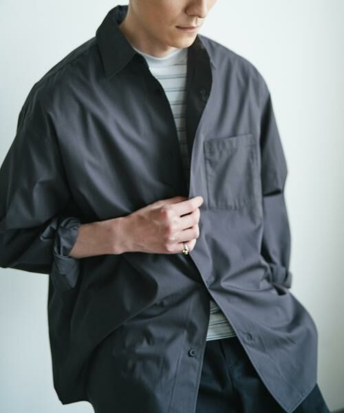 URBAN RESEARCH DOORS / アーバンリサーチ ドアーズ シャツ・ブラウス | 『速乾/イージーケア/UVカット』『URTECH』Aircare ロングスリーブシャツ（チャコールグレー）
