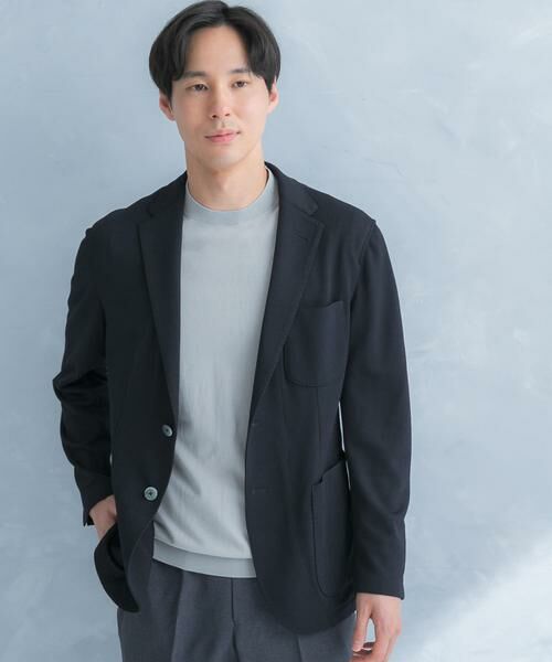 URBAN RESEARCH DOORS / アーバンリサーチ ドアーズ その他アウター | LIFE STYLE TAILOR　メランジニットイージージャケット（ネイビー）