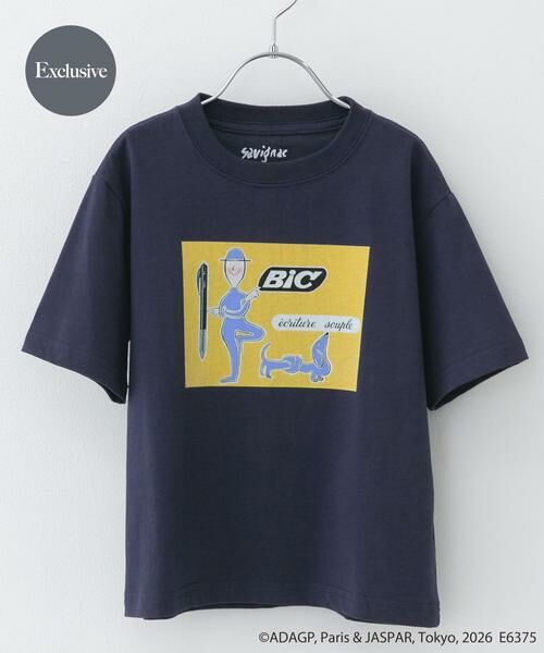 URBAN RESEARCH DOORS / アーバンリサーチ ドアーズ トップス | 『別注』Savignac×DOORS　プリントTシャツ(KIDS)（ネイビー）
