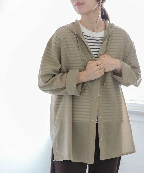 URBAN RESEARCH DOORS / アーバンリサーチ ドアーズ シャツ・ブラウス | FORK&SPOON　シアーフーディーシャツ（ベージュ）