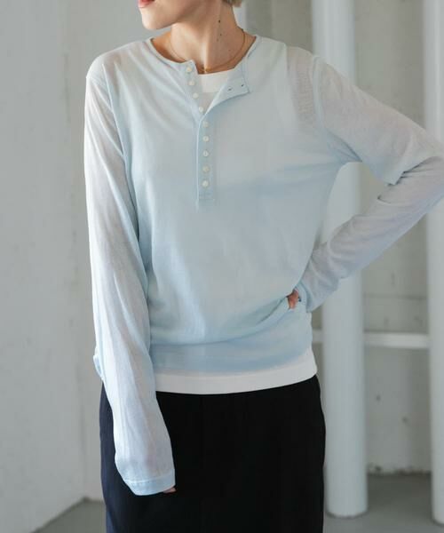 URBAN RESEARCH DOORS / アーバンリサーチ ドアーズ Tシャツ | FORK&SPOON　ウール混ヘンリーネックカットソー（ライトブルー）