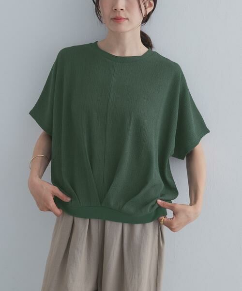 URBAN RESEARCH DOORS / アーバンリサーチ ドアーズ Tシャツ | フロントタック楊柳プルオーバー（グリーン）