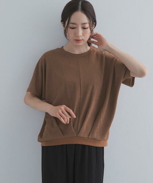 URBAN RESEARCH DOORS / アーバンリサーチ ドアーズ Tシャツ | フロントタック楊柳プルオーバー（ブラウン）