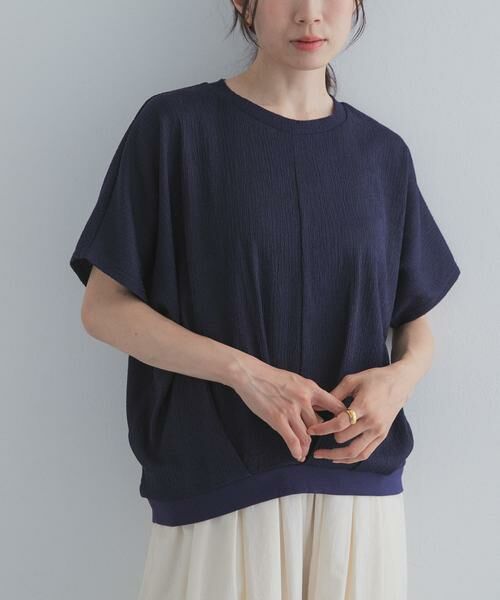 URBAN RESEARCH DOORS / アーバンリサーチ ドアーズ Tシャツ | フロントタック楊柳プルオーバー（ネイビー）