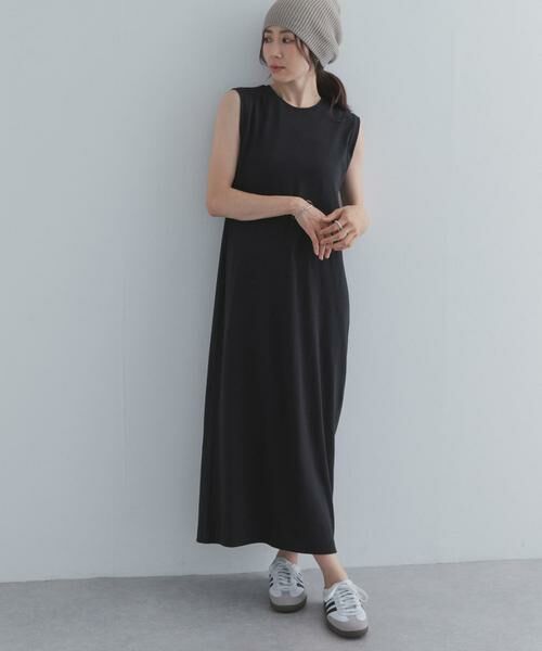 URBAN RESEARCH DOORS / アーバンリサーチ ドアーズ ワンピース | ノースリーブカットリブワンピース（ブラック）