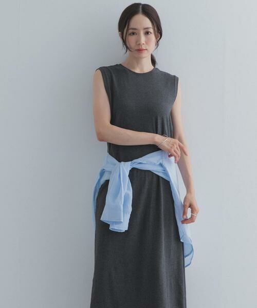 URBAN RESEARCH DOORS / アーバンリサーチ ドアーズ ワンピース | ノースリーブカットリブワンピース（チャコールグレー）