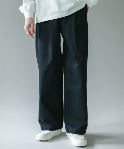 URBAN RESEARCH DOORS / アーバンリサーチ ドアーズ その他パンツ | 1タックワイドストレートチノパンツ(ネイビー)