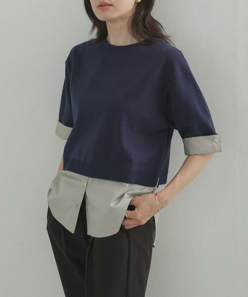 URBAN RESEARCH DOORS / アーバンリサーチ ドアーズ Tシャツ | フェイクレイヤードニットプルオーバー(ブルー系その他)