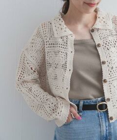 URBAN RESEARCH DOORS / アーバンリサーチ ドアーズ カーディガン・ボレロ | 衿付きクロシェカーデ