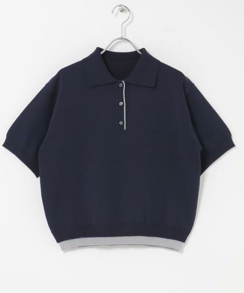 URBAN RESEARCH DOORS / アーバンリサーチ ドアーズ ポロシャツ | 『一部WEB限定カラー』配色ニットポロシャツ（ネイビー）