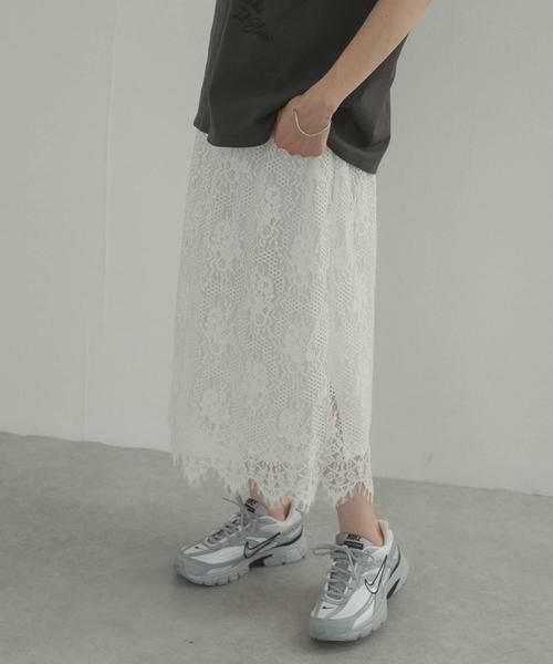 URBAN RESEARCH DOORS / アーバンリサーチ ドアーズ ロング・マキシ丈スカート | 2wayフロッキーレーススカート | 詳細14
