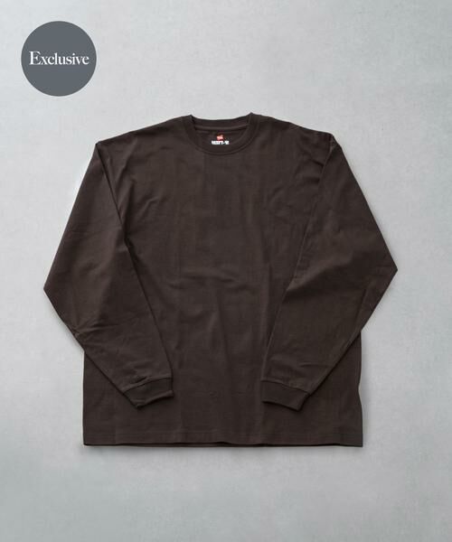 URBAN RESEARCH DOORS / アーバンリサーチ ドアーズ Tシャツ | 『別注』Hanes×DOORS BEEFY-T-SHIRTS FIT LONG-SLEEVE(ブラウン)
