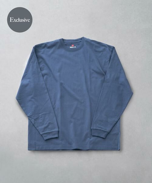 URBAN RESEARCH DOORS / アーバンリサーチ ドアーズ Tシャツ | 『別注』Hanes×DOORS BEEFY-T-SHIRTS FIT LONG-SLEEVE(ブルー)