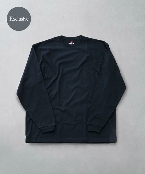 URBAN RESEARCH DOORS / アーバンリサーチ ドアーズ Tシャツ | 『別注』Hanes×DOORS BEEFY-T-SHIRTS FIT LONG-SLEEVE(ネイビー)