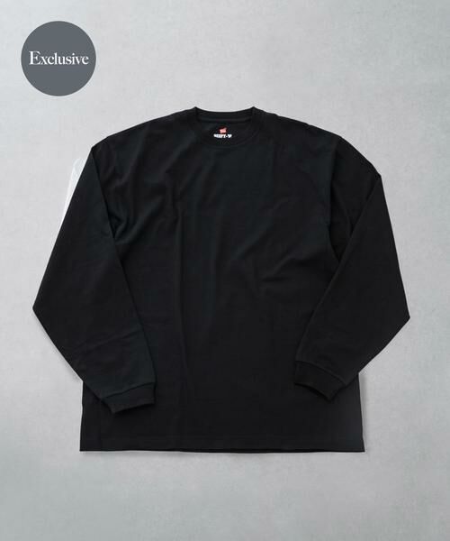 URBAN RESEARCH DOORS / アーバンリサーチ ドアーズ Tシャツ | 『別注』Hanes×DOORS BEEFY-T-SHIRTS FIT LONG-SLEEVE(ブラック)