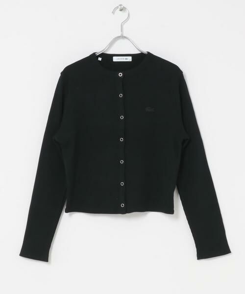 URBAN RESEARCH DOORS / アーバンリサーチ ドアーズ カーディガン・ボレロ | LACOSTE　リブジャージーカーディガン（ブラック）