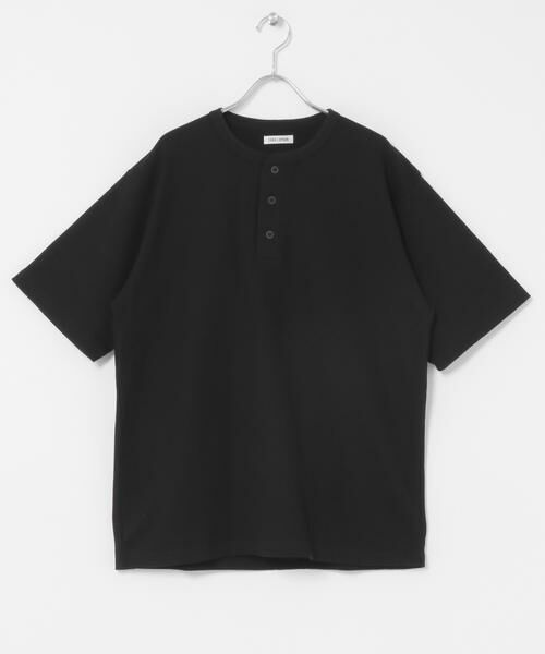 URBAN RESEARCH DOORS / アーバンリサーチ ドアーズ Tシャツ | FORK&SPOON　ワッフルヘンリーTシャツ（ブラック）
