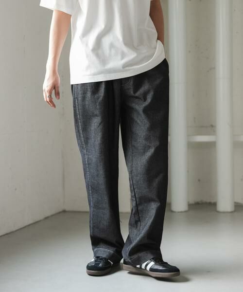 URBAN RESEARCH DOORS / アーバンリサーチ ドアーズ その他パンツ | FORK&SPOON　メッシュデニムワイドパンツ（ネイビー）