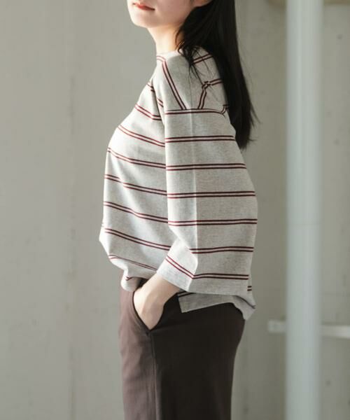 URBAN RESEARCH DOORS / アーバンリサーチ ドアーズ Tシャツ | FORK&SPOON　ワイド8分袖ボーダープルオーバー（グレー系その他）