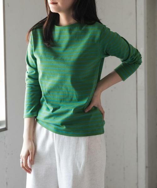 URBAN RESEARCH DOORS / アーバンリサーチ ドアーズ Tシャツ | FORK&SPOON　ボートネックボーダー（グリーン系その他）