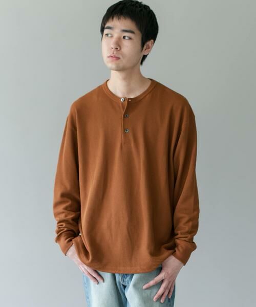 URBAN RESEARCH DOORS / アーバンリサーチ ドアーズ Tシャツ | DRYMIXワッフル ドロスト ロングスリーブ Tシャツ（ブラウン）