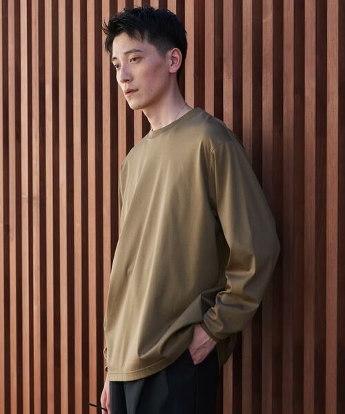 URBAN RESEARCH DOORS / アーバンリサーチ ドアーズ Tシャツ | 『UR TECH』完声ロングスリーブクルーネックTシャツ（ベージュ）