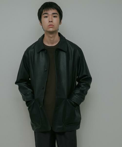 URBAN RESEARCH DOORS / アーバンリサーチ ドアーズ レザーブルゾン・ジャケット | Cow Leather Chore Jacket | 詳細10