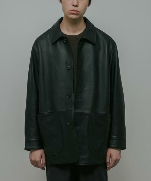 URBAN RESEARCH DOORS / アーバンリサーチ ドアーズ レザーブルゾン・ジャケット | Cow Leather Chore Jacket | 詳細6